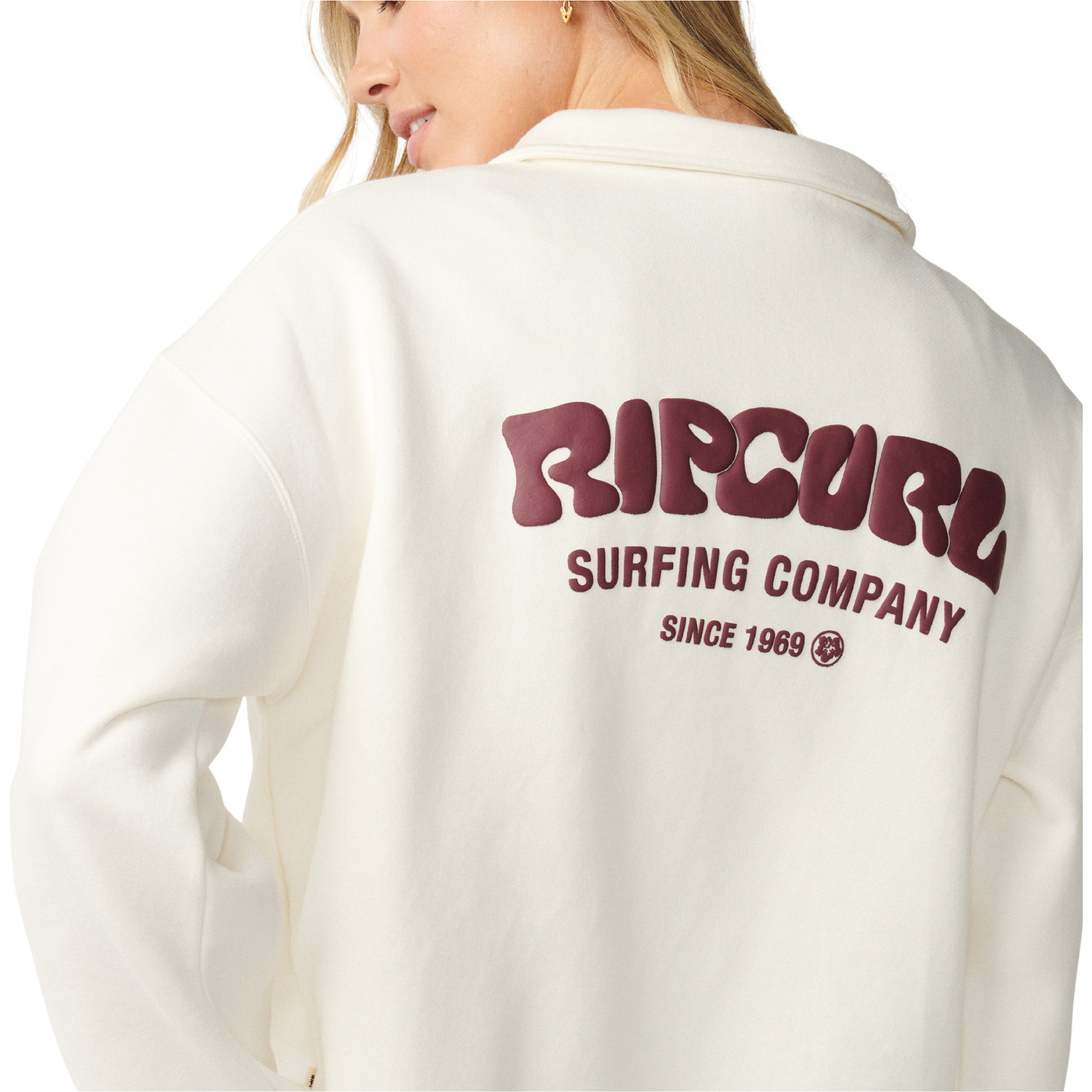 2026 Rip Curl Womens Surf Puff 1/4 Zip Fleece 07WWFL - Bone